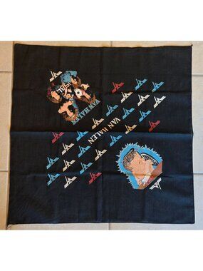 Van Halen 1984 Album Art Black Bandana With Logos Vintage Rock